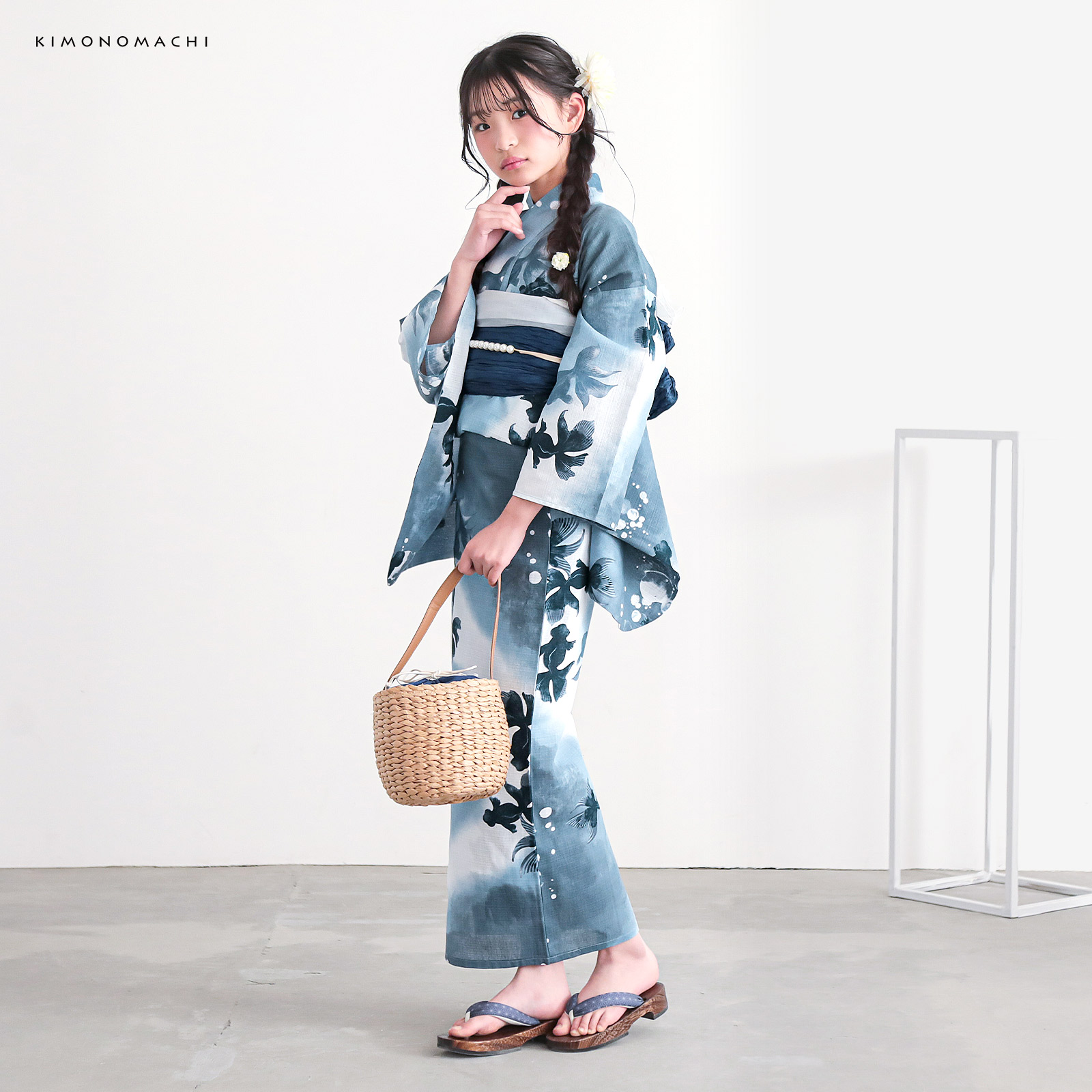 綿女の子：07ゆらぎ金魚　ブルーグレー