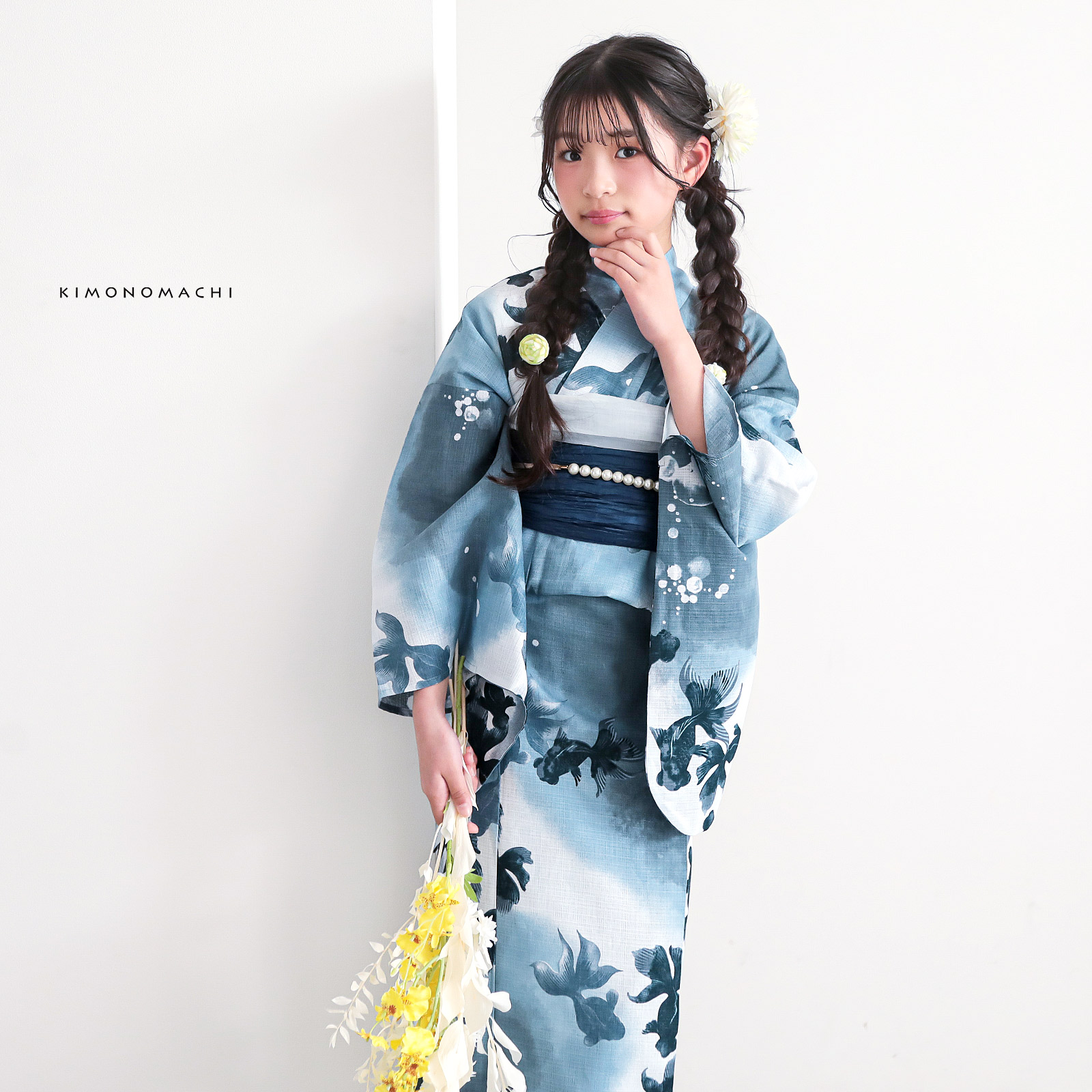 綿女の子：07ゆらぎ金魚　ブルーグレー