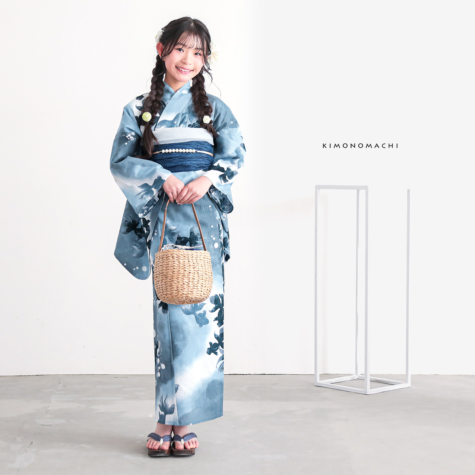 綿女の子：07ゆらぎ金魚　ブルーグレー