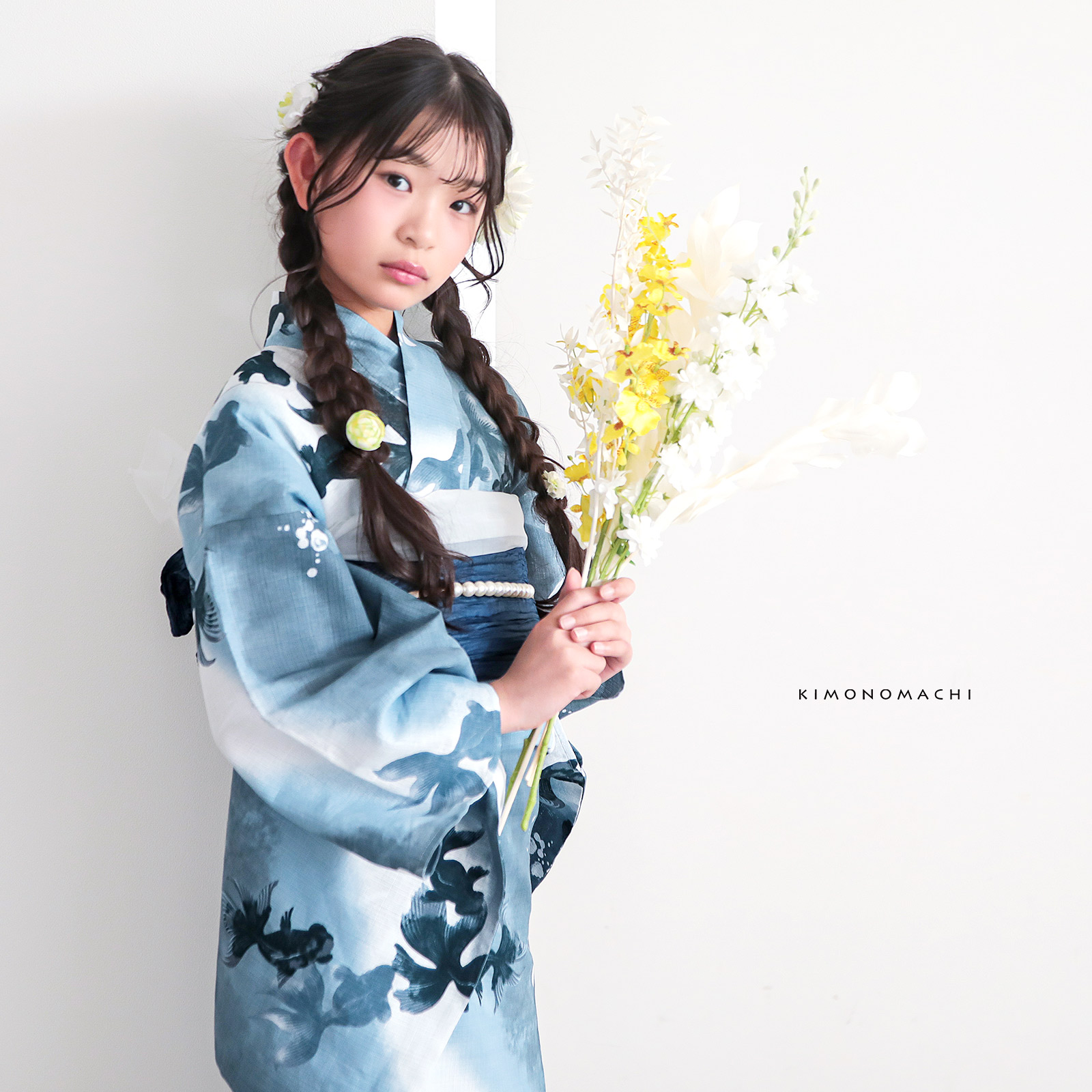 綿女の子：07ゆらぎ金魚　ブルーグレー