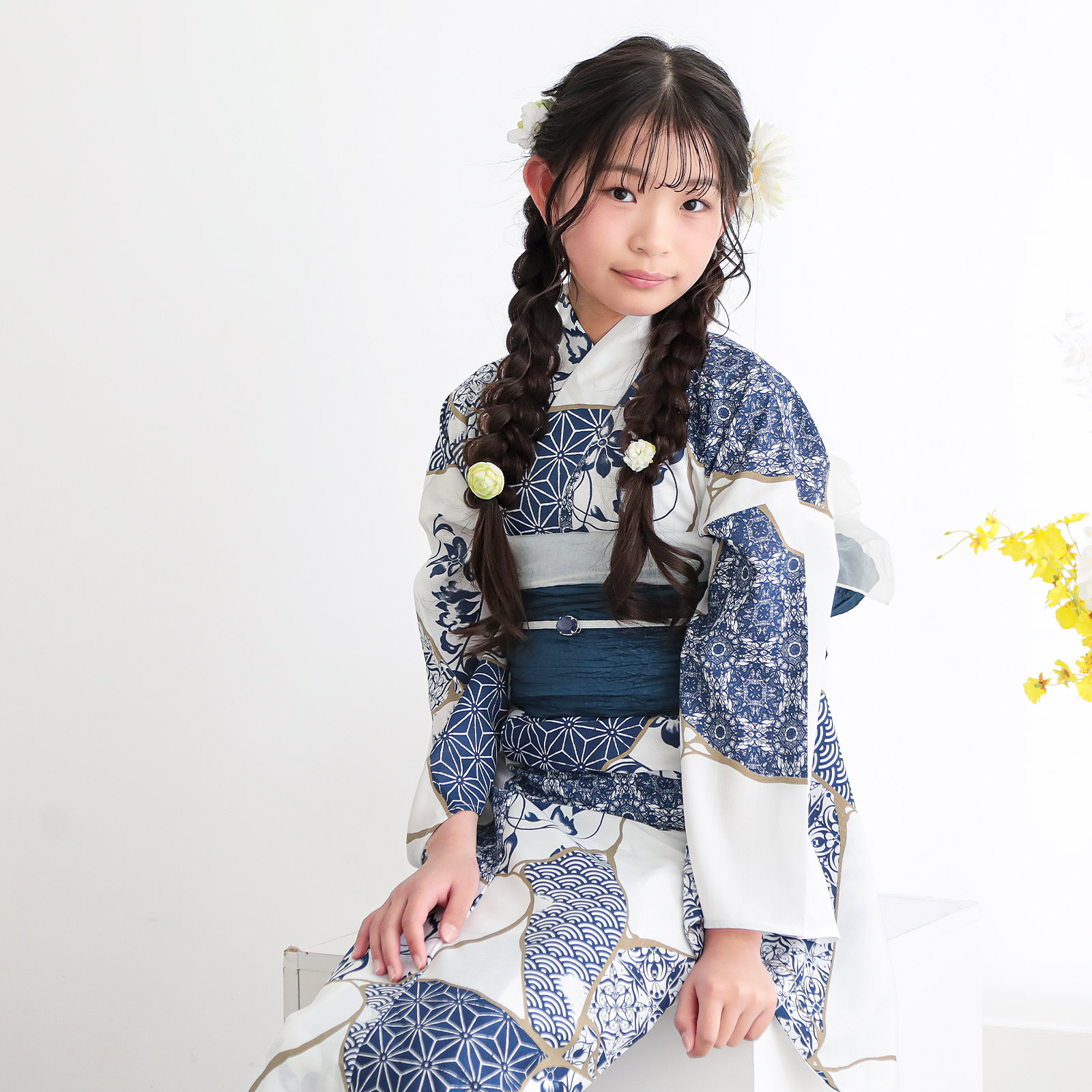 ポリジュニア浴衣：03金継ぎ　藍色