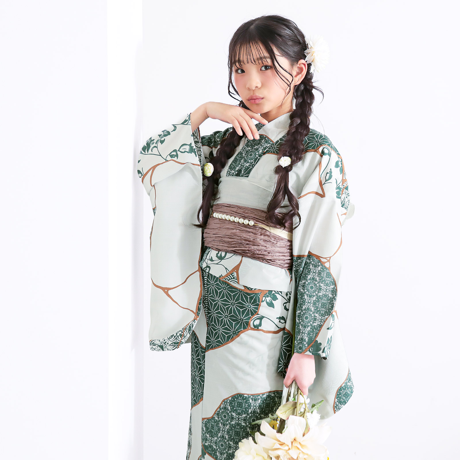 ポリジュニア浴衣：07金継ぎ　青磁色