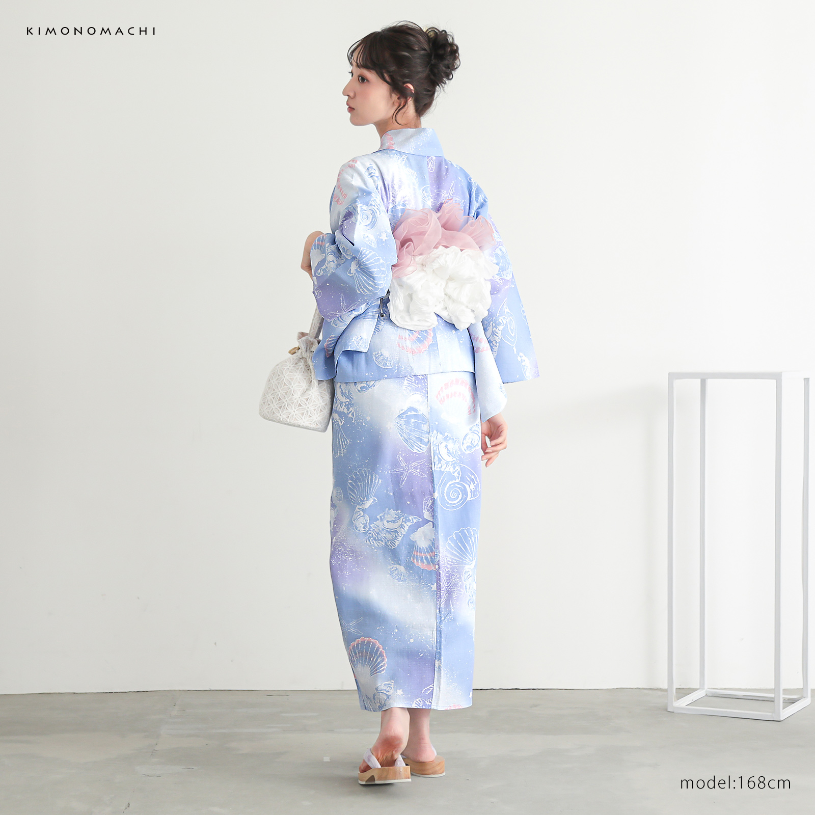 綿レディース二部式浴衣：01貝殻　デイドリーム