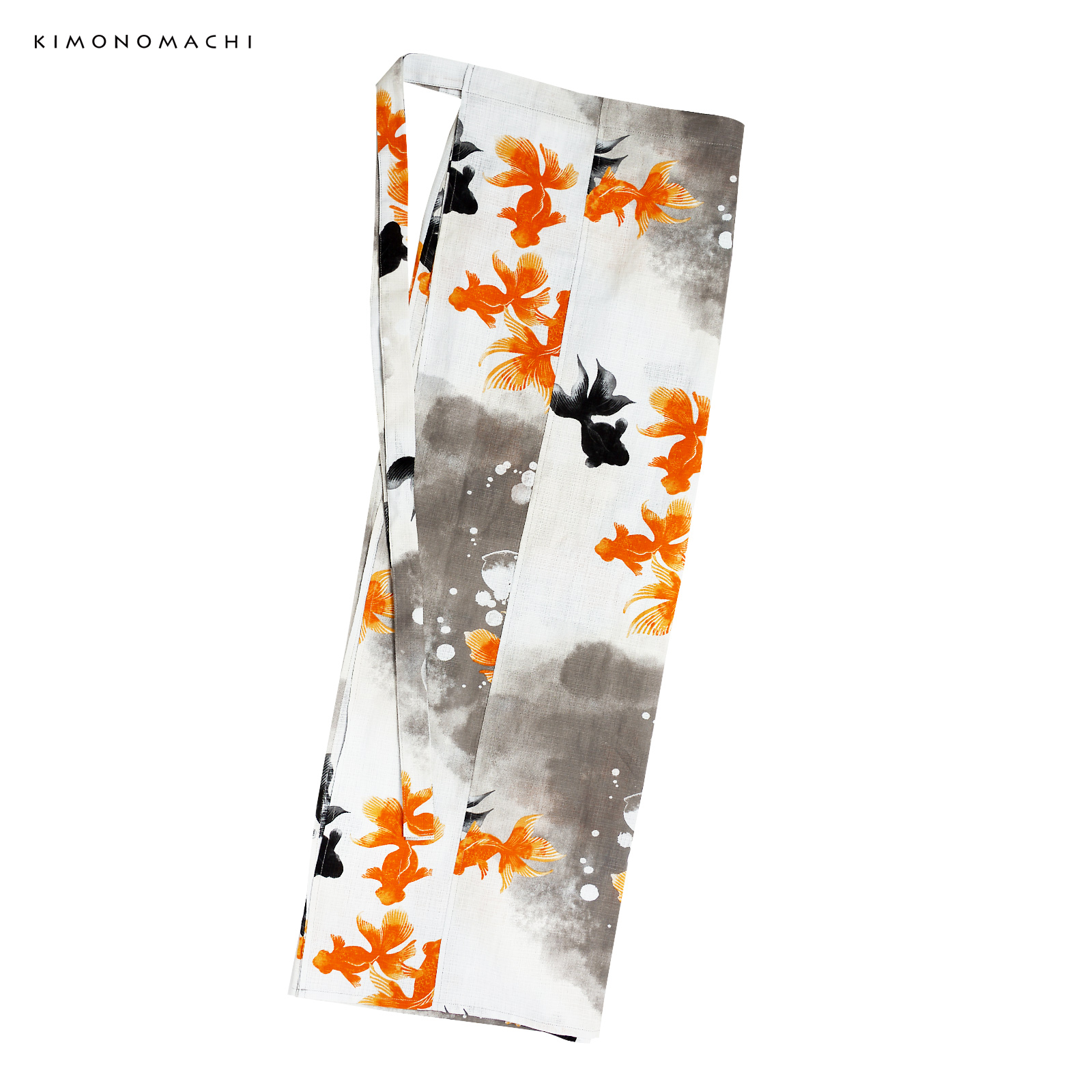 綿レディース二部式浴衣：03ゆらぎ金魚　レッド×ブラック