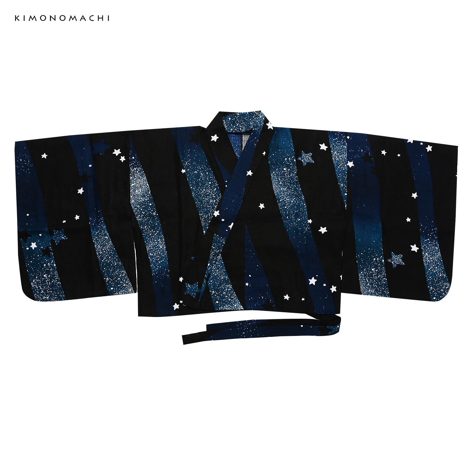 綿レディース二部式浴衣：04天の川　ミッドナイトグリーン