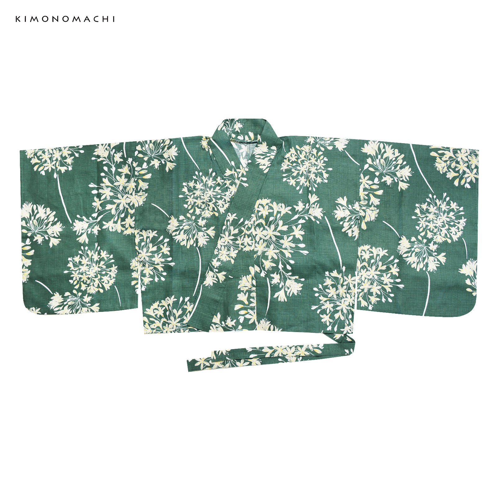 綿レディース二部式浴衣：06アガパンサス　アンティークグリーン