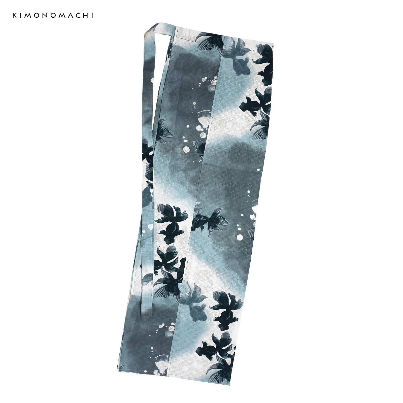 綿レディース二部式浴衣：07ゆらぎ金魚　ブルーグレー