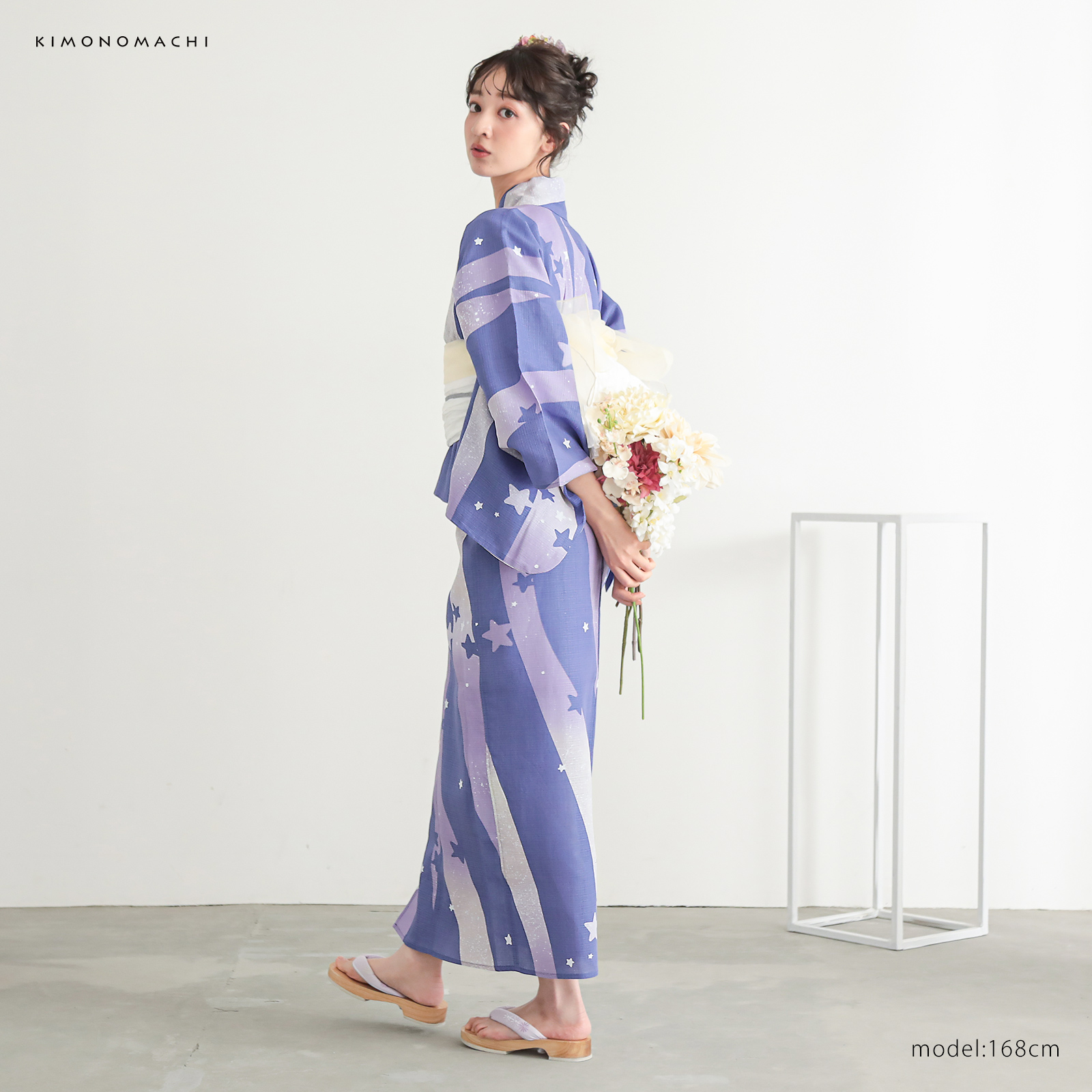 綿レディース二部式浴衣：08天の川　ラベンダーミスト