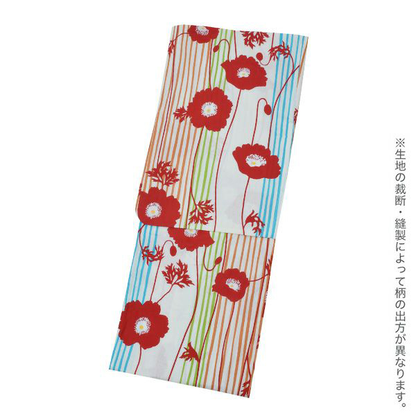 08赤色　ストライプに花set