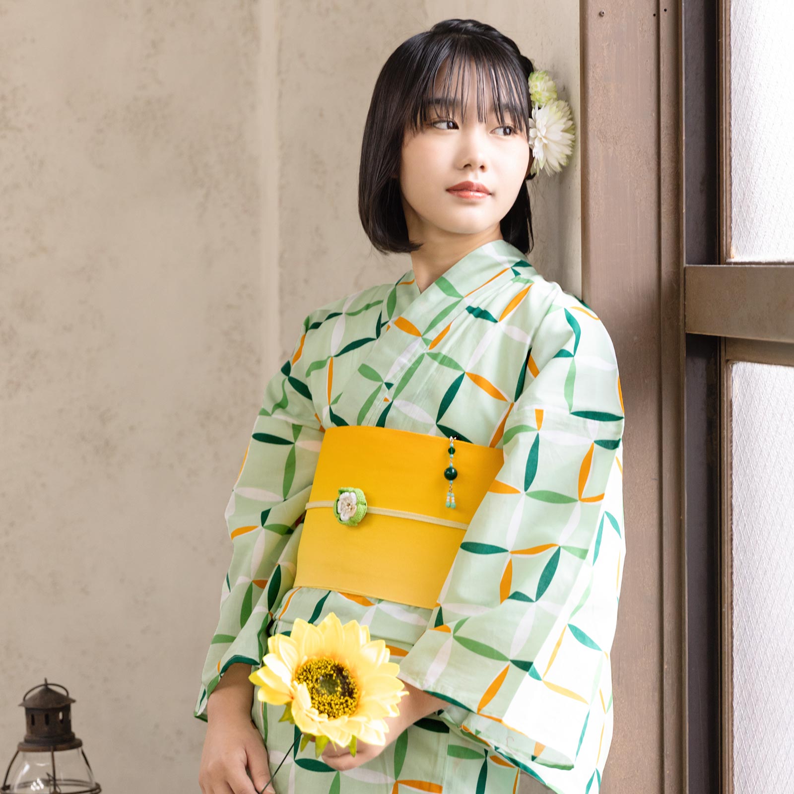 08グリーン　変わり格子set