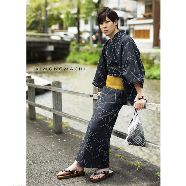 2019 男性用浴衣セット ワンタッチ角帯セット｜men's yukata：No.1