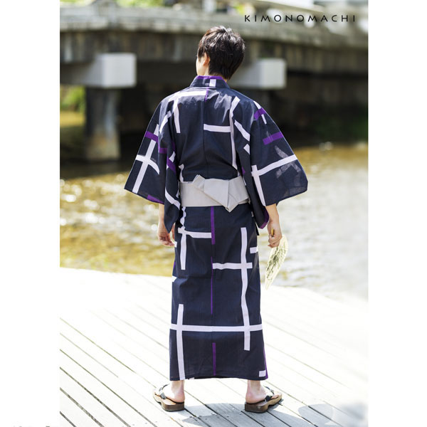 2019 男性用浴衣セット ワンタッチ角帯セット｜men's yukata：No.2