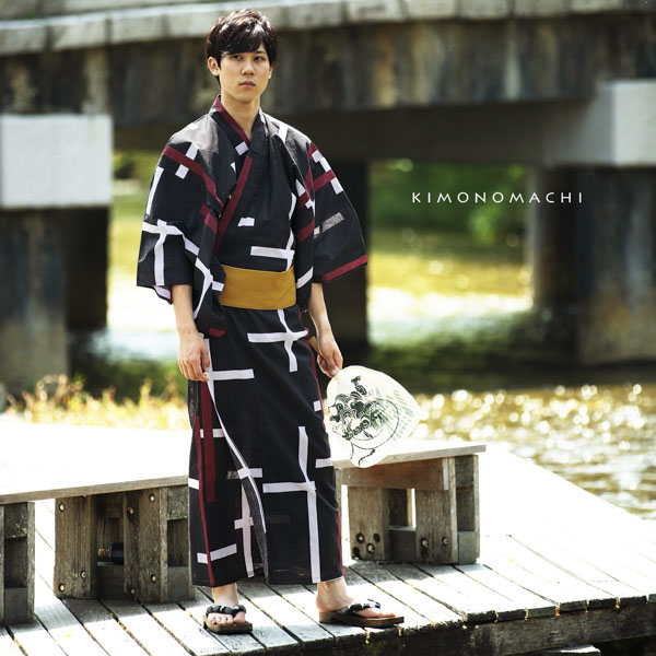 2019 男性用浴衣セット ワンタッチ角帯セット｜men's yukata：No.4