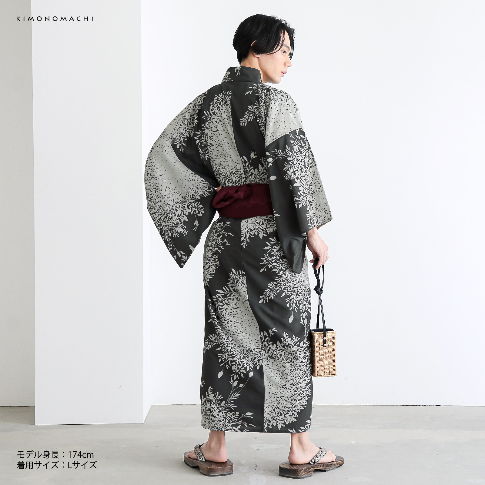 ポリメンズ浴衣：B夜の葉音　墨色