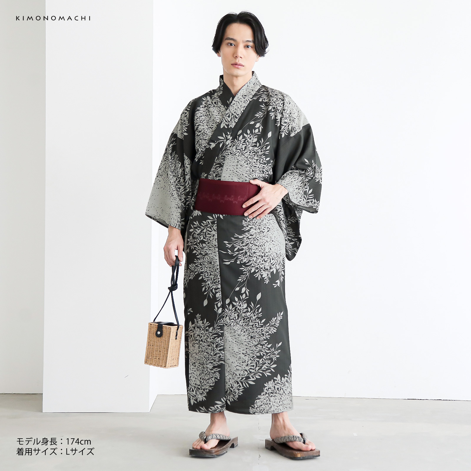 ポリメンズ浴衣：B夜の葉音　墨色