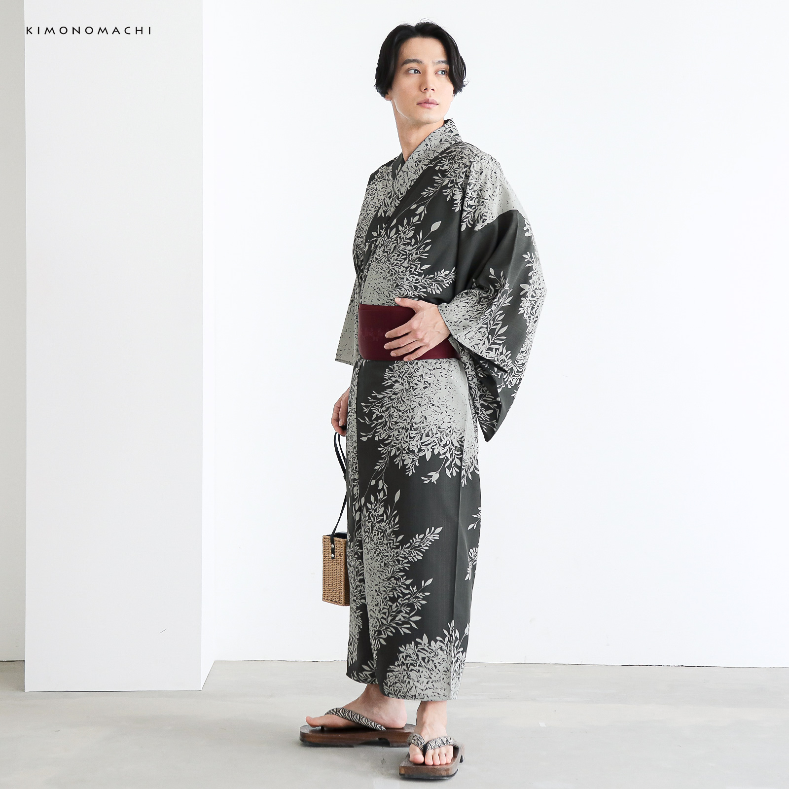 ポリメンズ浴衣：B夜の葉音　墨色