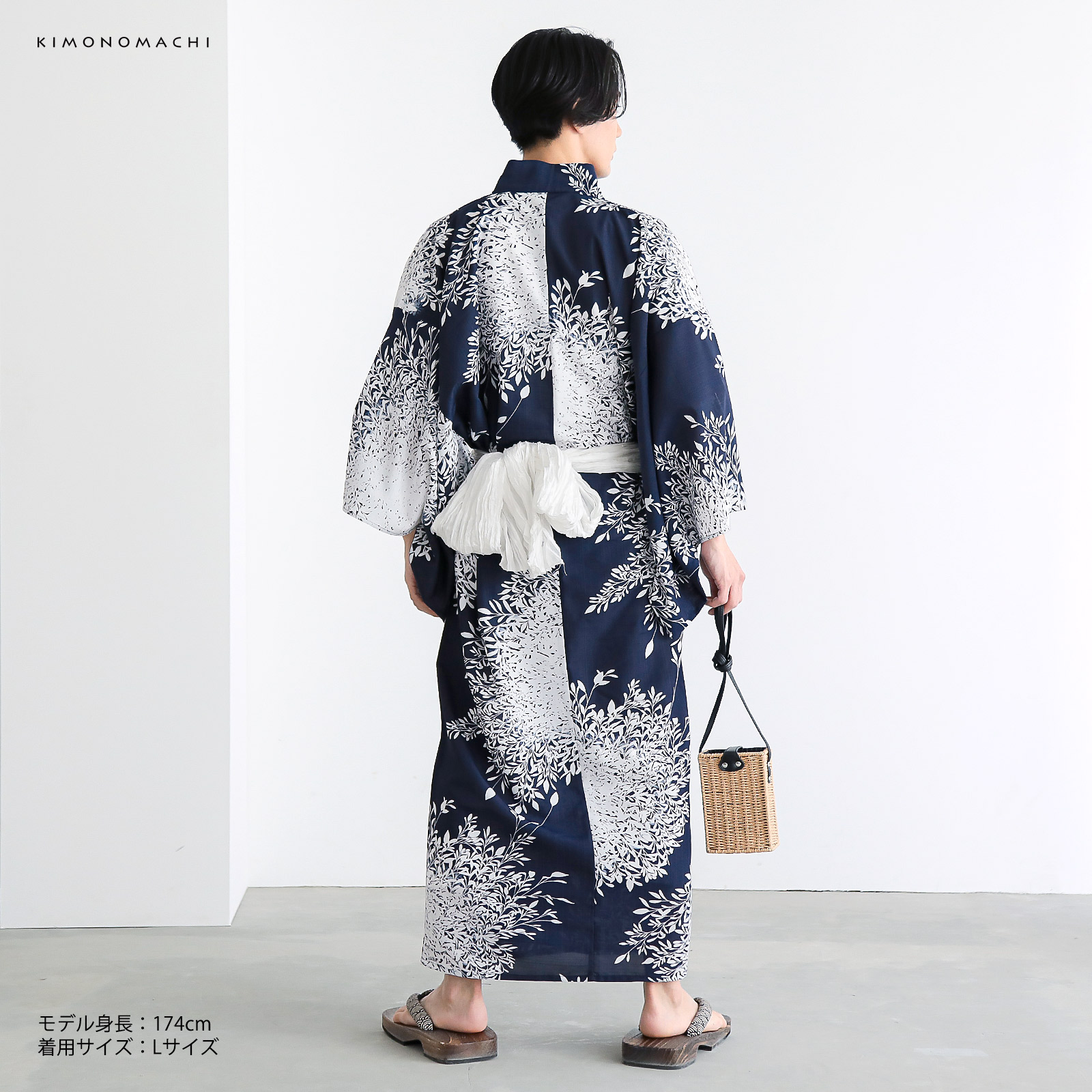 ポリメンズ浴衣：D夜の葉音　濃紺