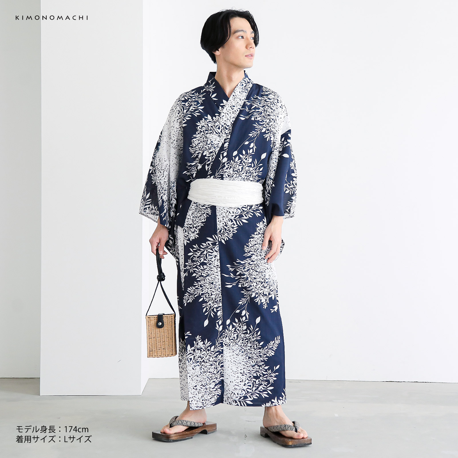 ポリメンズ浴衣：D夜の葉音　濃紺