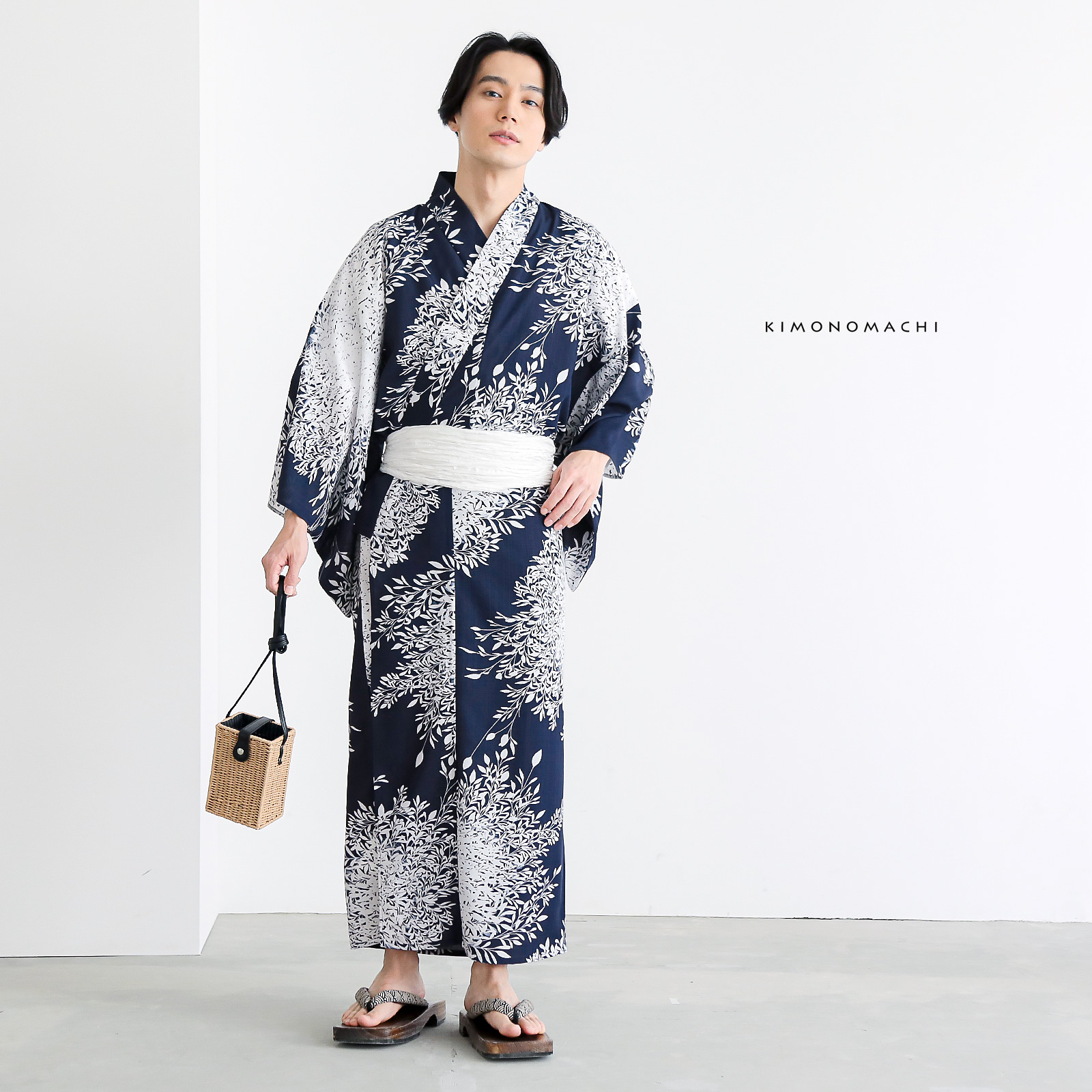 ポリメンズ浴衣：D夜の葉音　濃紺