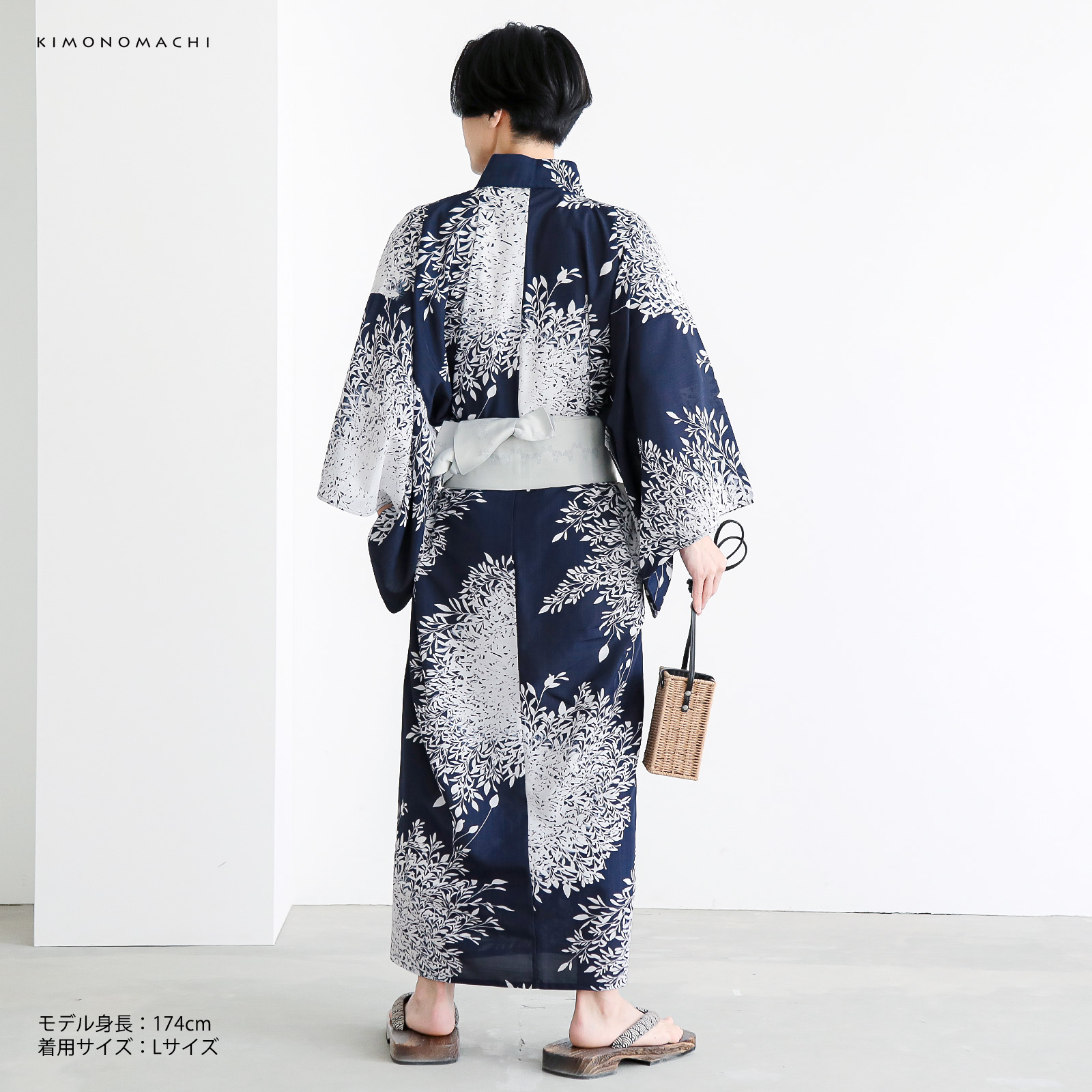 ポリメンズ浴衣：D夜の葉音　濃紺