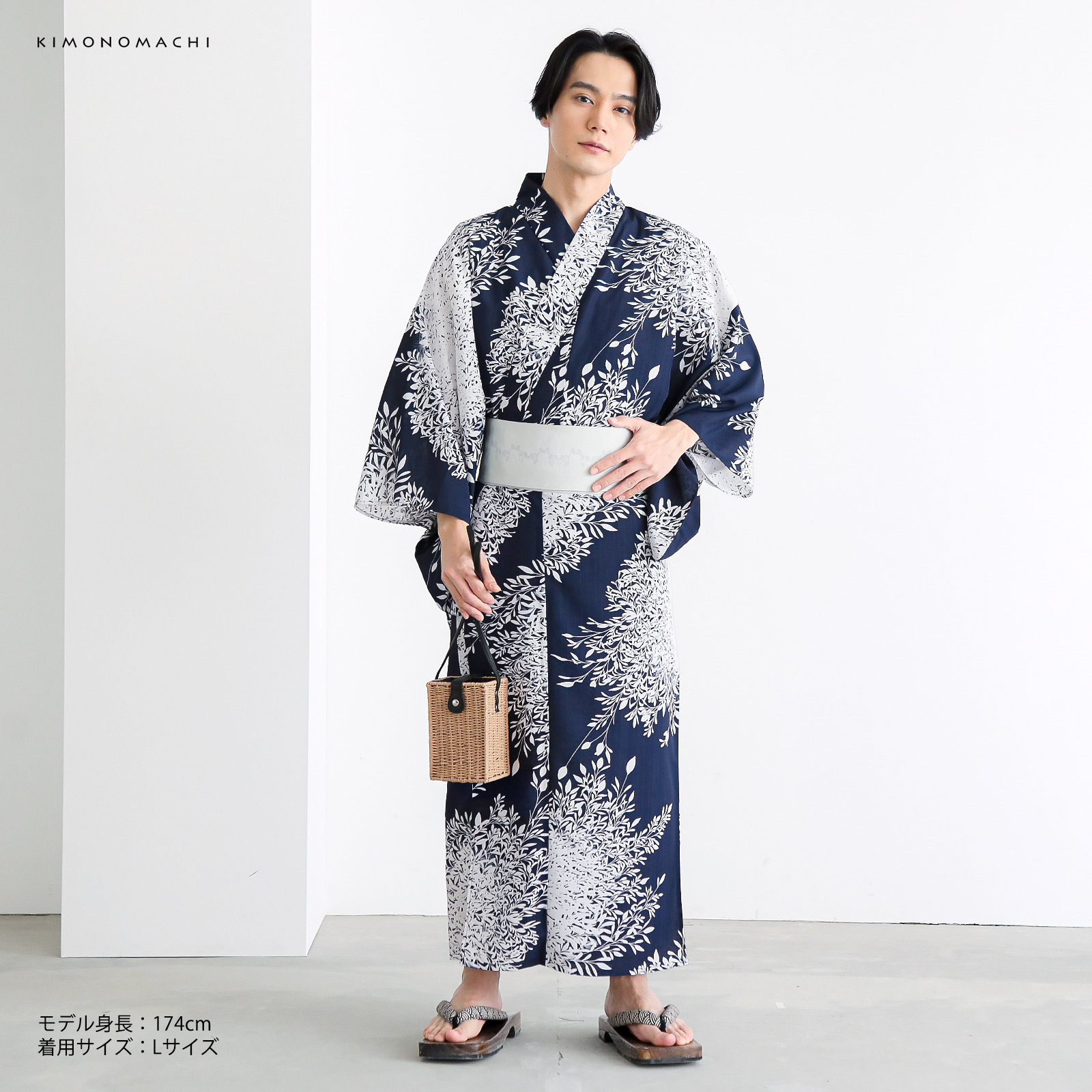 ポリメンズ浴衣：D夜の葉音　濃紺