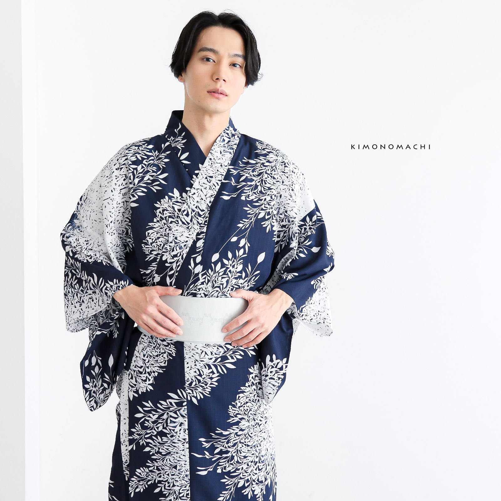 ポリメンズ浴衣：D夜の葉音　濃紺